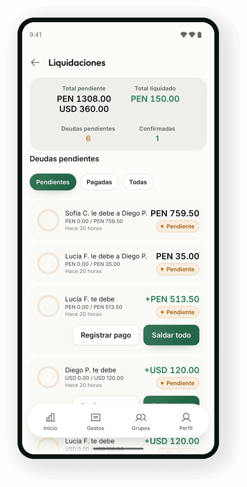 Salda todo en pocos pagos: Las deudas del grupo, simplificadas.